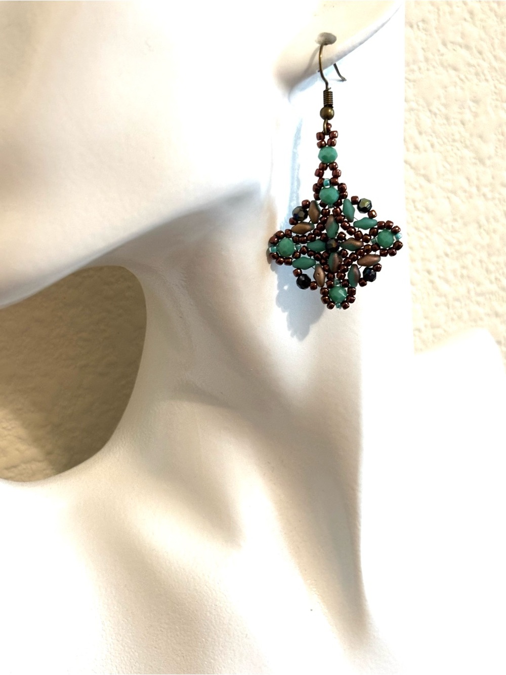 Hand Crafted Bohemian Turquoise Statement Drop Earrings - Women Jewelry - Picture 9 of 9